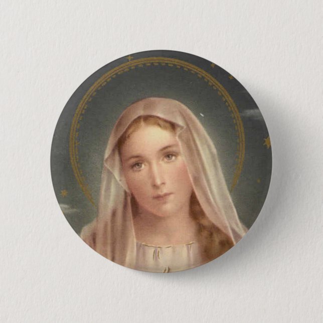 VIRGIN MARY 6 CM ROUND BADGE (Front)