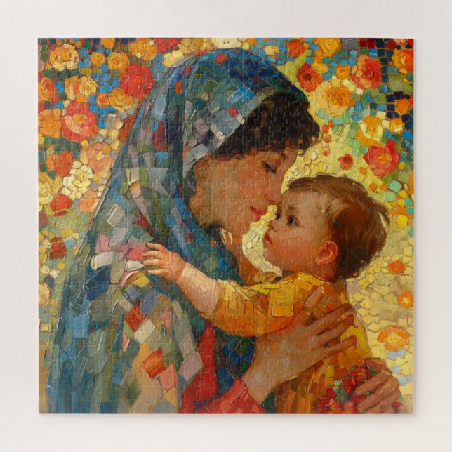 Virgin Mary and Baby Jesus Impressionism Jigsaw Puzzle (Vertical)