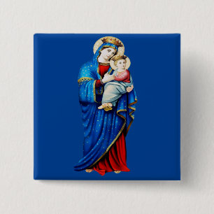 Virgin Mary and Baby Jesus Mater Admirabilis Art  15 Cm Square Badge
