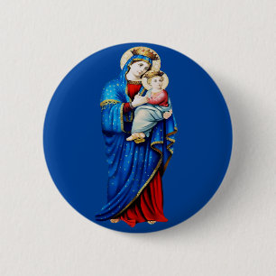 Virgin Mary and Baby Jesus Mater Admirabilis Art 6 Cm Round Badge