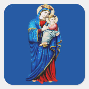 Virgin Mary and Baby Jesus Mater Admirabilis Art Square Sticker