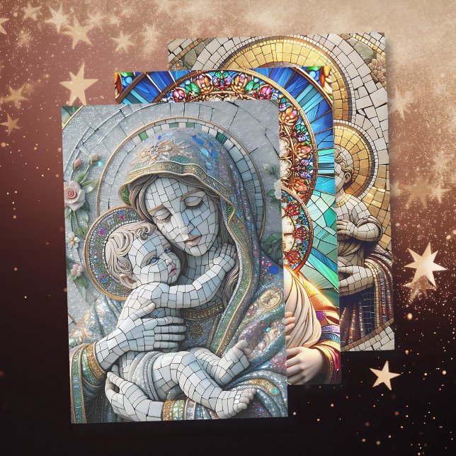 Virgin Mary and Baby Jesus | Mosaic Christmas Wrapping Paper Sheet (Creator Uploaded)