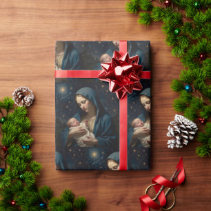 Virgin Mary and Baby Jesus Nativity Wrapping Paper