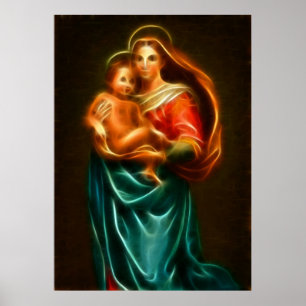 Virgin Mary And Baby Jesus Poster