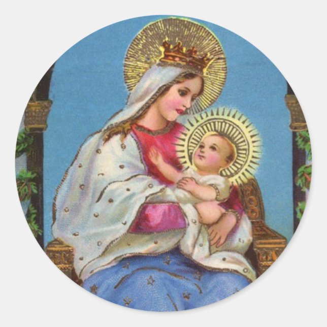 Virgin Mary and Baby Jesus Religious Stickers (Front)