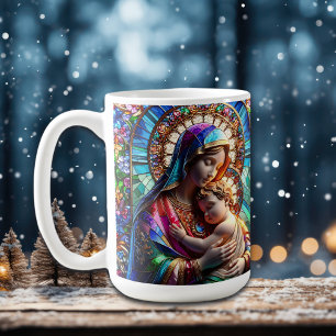 Virgin Mary and Baby Jesus Stained Glass Coffee Mug