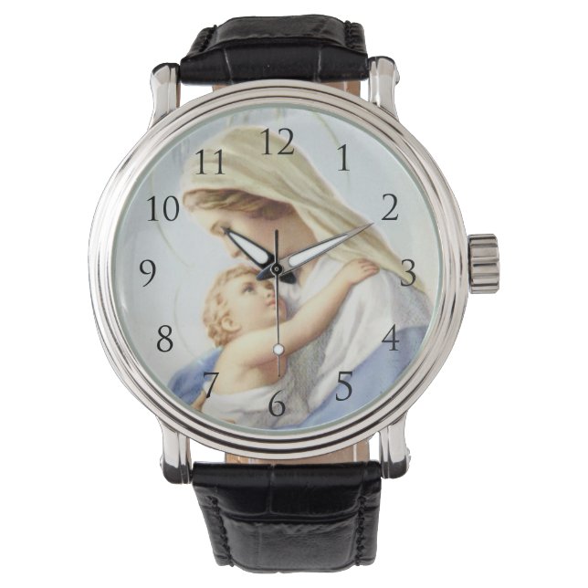 Virgin Mary and Baby Jesus With Numbers Watch (Front)
