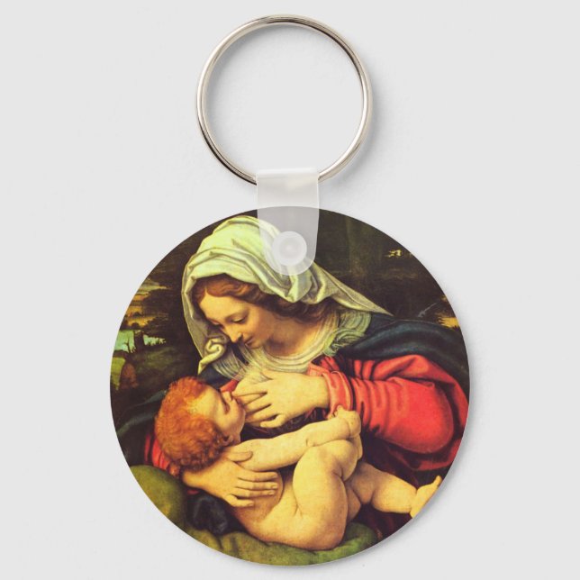 Virgin Mary and Child by Andrea Solario  Key Ring (Front)
