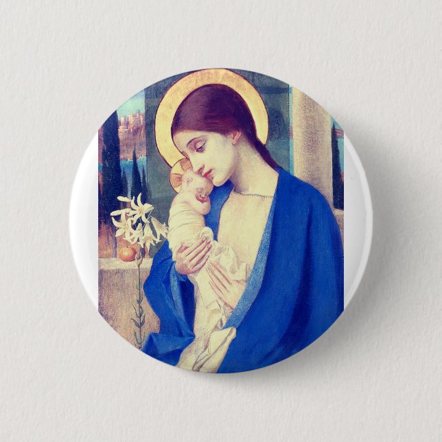 Virgin Mary and Child by Marianne Stokes 6 Cm Round Badge (Front)