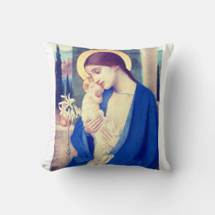 Virgin Mary and Child by Marianne Stokes Cushion