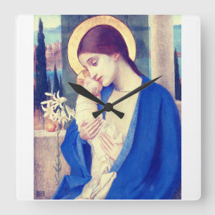 Virgin Mary and Child by Marianne Stokes Square Wall Clock