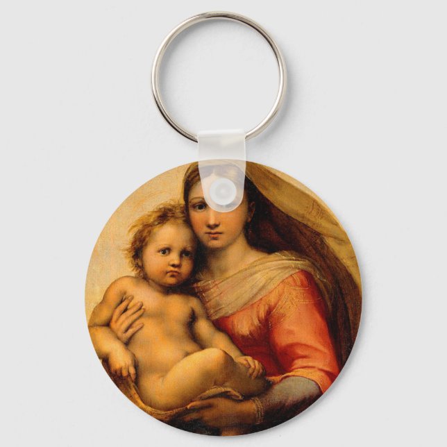Virgin Mary and Child Church volunteer gift Key Ring (Front)