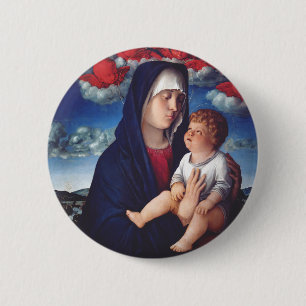 Virgin Mary and Child Classic Religious Art 6 Cm Round Badge