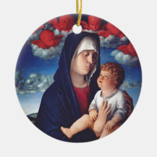 Virgin Mary and Child Classic Religious Art Ceramic Tree Decoration