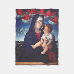 Virgin Mary and Child Classic Religious Art Fleece Blanket