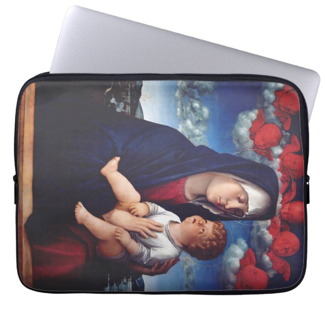 Virgin Mary and Child Classic Religious Art Laptop Sleeve (Front)