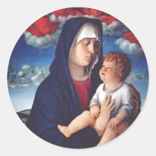 Virgin Mary and Child Classic Religious Art Round Sticker