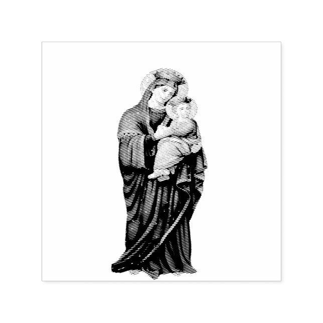 Virgin Mary and Child Classic Religious Art Self-inking Stamp (Design)