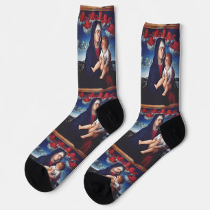 Virgin Mary and Child Classic Religious Art Socks