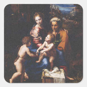 Virgin Mary and Child with John the Baptist Square Sticker