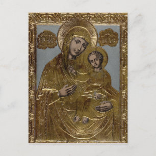 Virgin Mary and Infant Jesus Christ Golden Elegant Postcard