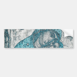 Virgin Mary and Infant Jesus Christ Vintage Blue Bumper Sticker
