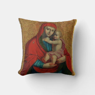 Virgin Mary and Jesus Child by Jan Rombauer Cushion