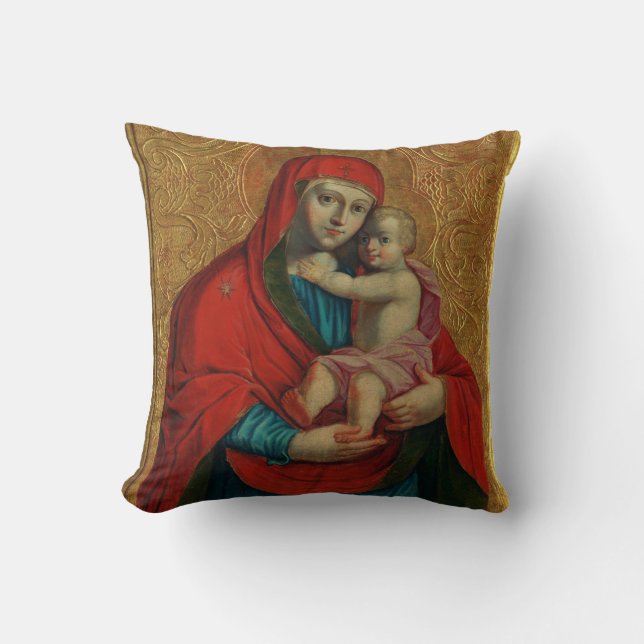 Virgin Mary and Jesus Child by Jan Rombauer Cushion (Front)