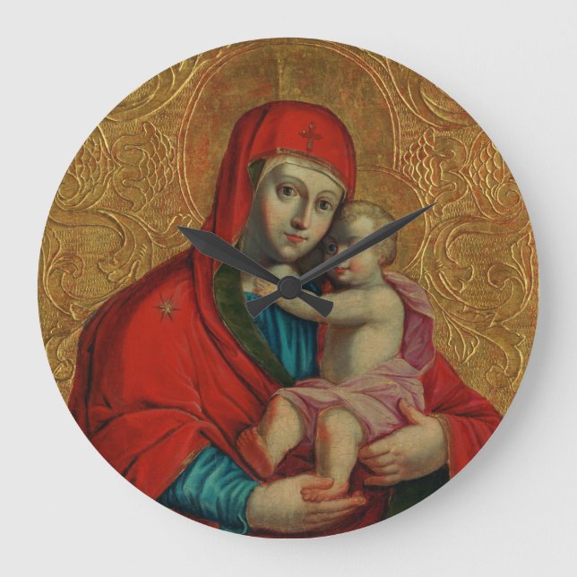 Virgin Mary and Jesus Child by Jan Rombauer Large Clock (Front)