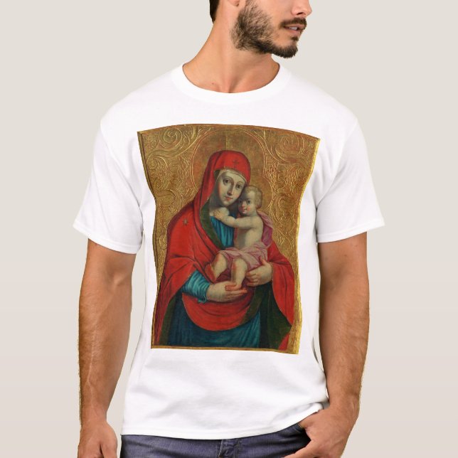 Virgin Mary and Jesus Child by Jan Rombauer T-Shirt (Front)
