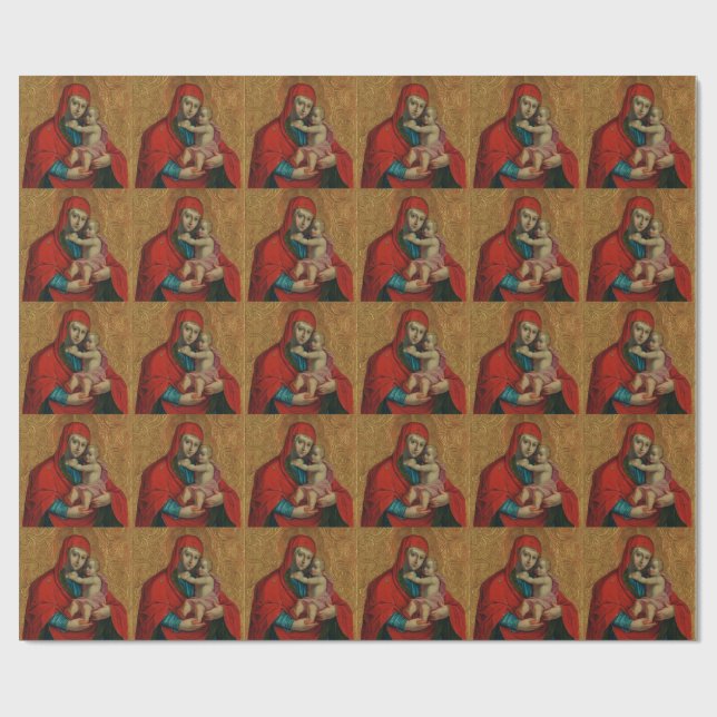 Virgin Mary and Jesus Child by Jan Rombauer Wrapping Paper (Flat)