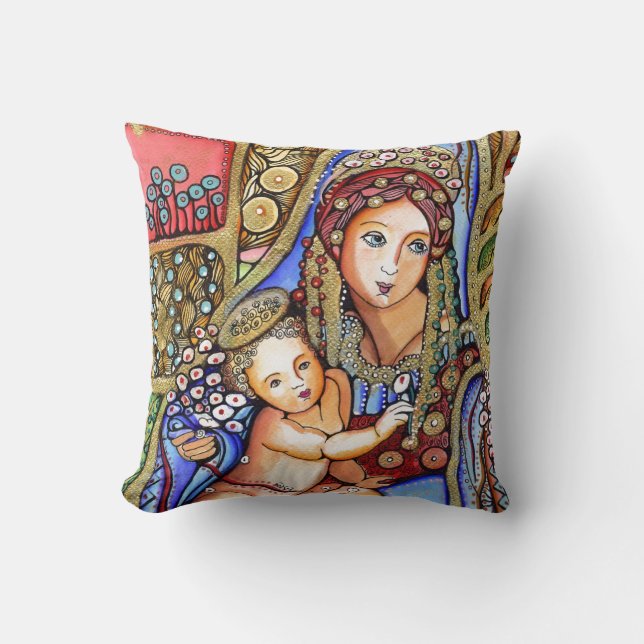 Virgin Mary and Jesus Child Cushion (Front)