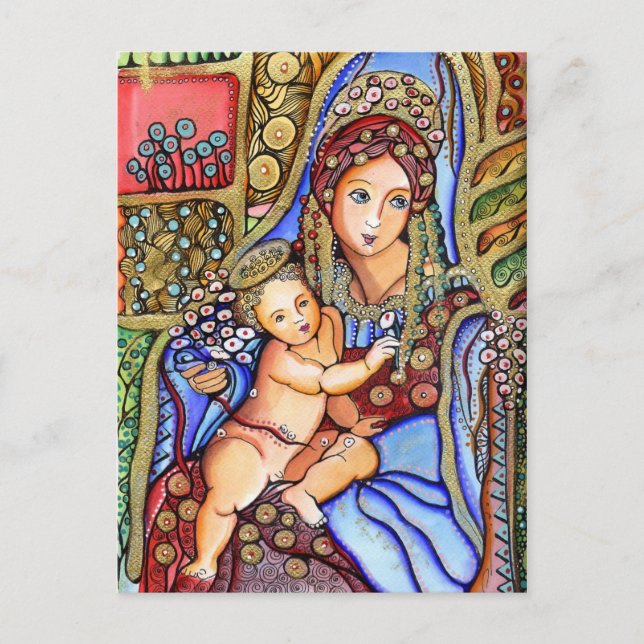 Virgin Mary and Jesus Child Painting Postcard (Front)