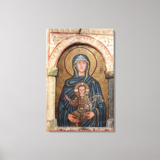 Virgin Mary And Jesus Mosaic Canvas Print (Front)