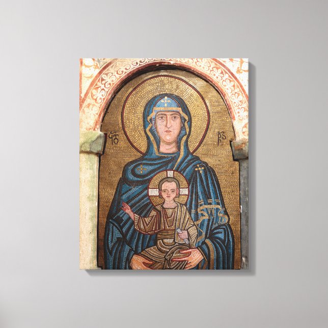 Virgin Mary And Jesus Mosaic Canvas Print (Front)