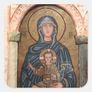 Virgin Mary And Jesus Mosaic Square Sticker