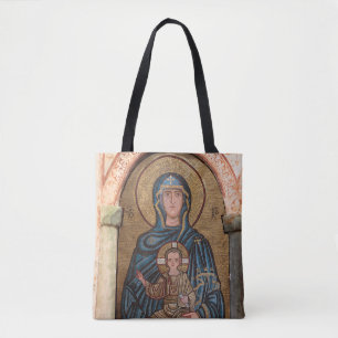Virgin Mary And Jesus Mosaic Tote Bag