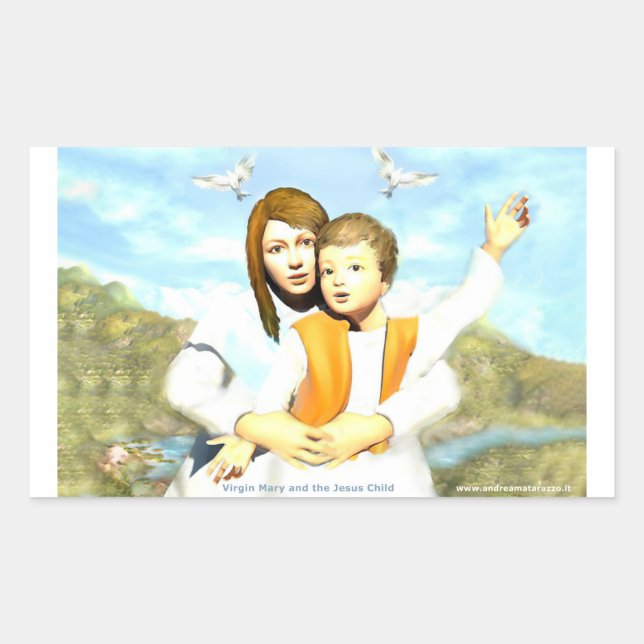 Virgin Mary and the Child Jesus  Rectangular Sticker (Front)