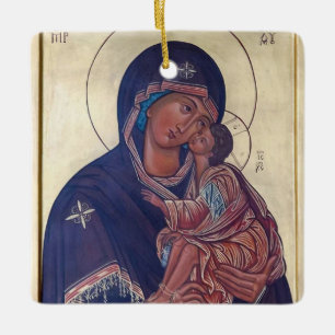 Virgin Mary and the Christ Child Icon Ceramic Ornament