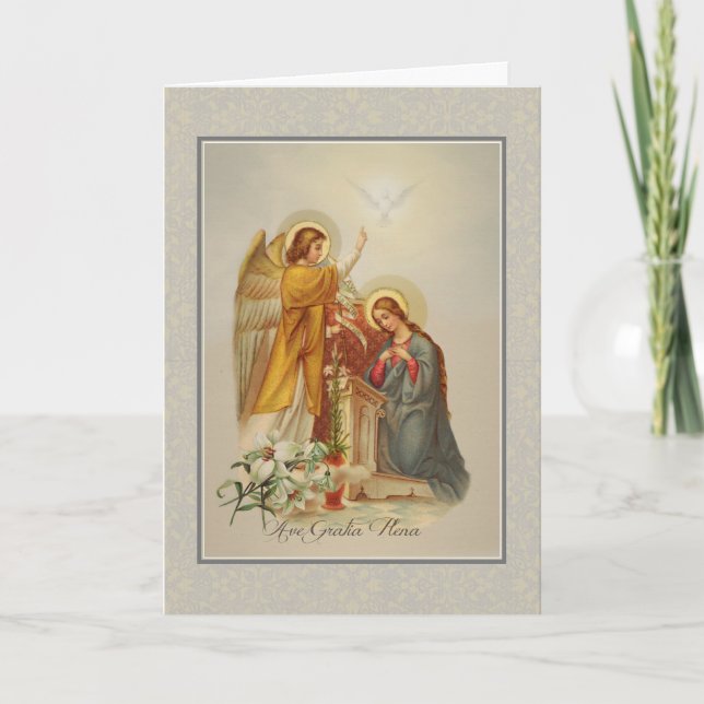 Virgin Mary Angel Annunciation Religious Vintage Card (Front)