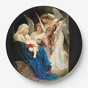 Virgin Mary, Baby Christ Jesus, with  Angels Paper Plate