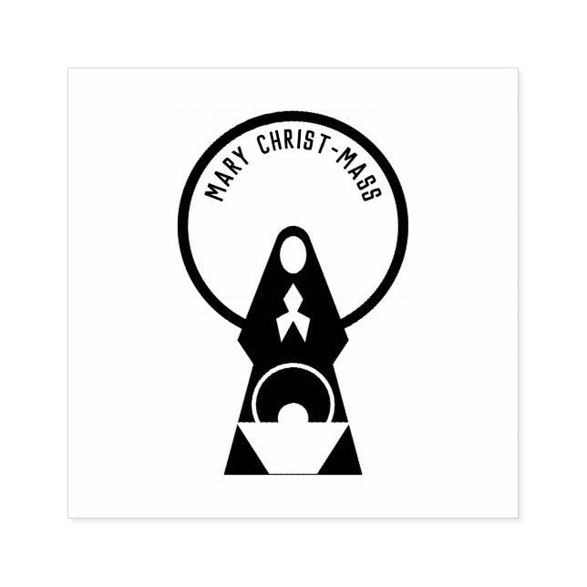 Virgin Mary Baby Jesus in Manger Rubber Stamp (Imprint)