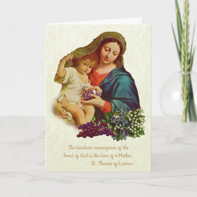 Virgin Mary Baby Jesus Religious Mothers Quote Card (Front)