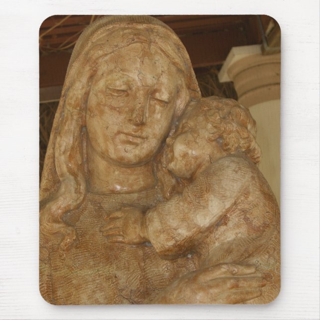 Virgin Mary & Baby Jesus Statue Mouse Mat (Front)