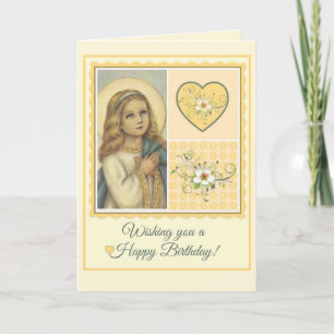Virgin Mary Birthday Hearts & Flowers Card