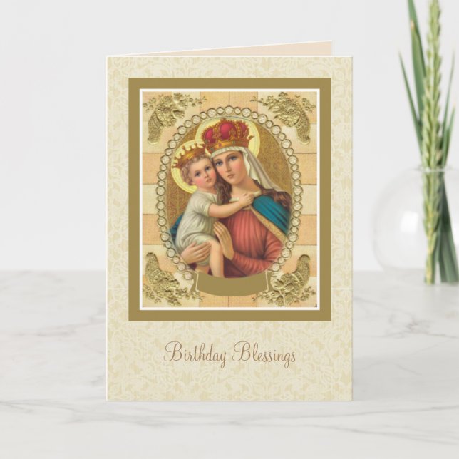 Virgin Mary Birthday Special Occasion Catholic Card (Front)