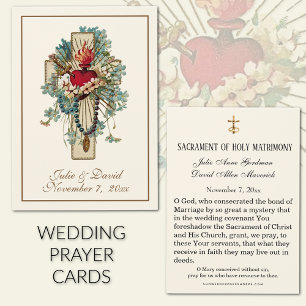 Virgin Mary Blue Floral Wedding Favour Card 