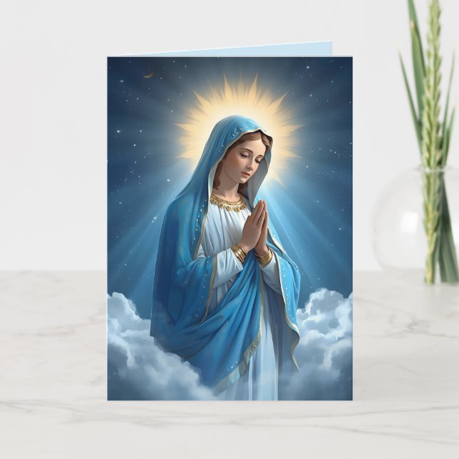 Virgin Mary Blue Sympathy Card (Front)