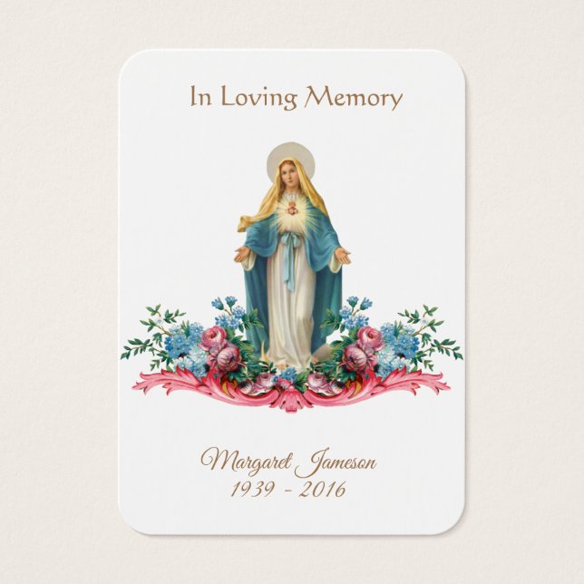 Virgin Mary Catholic Funeral Memorial Holy Card - (Front)