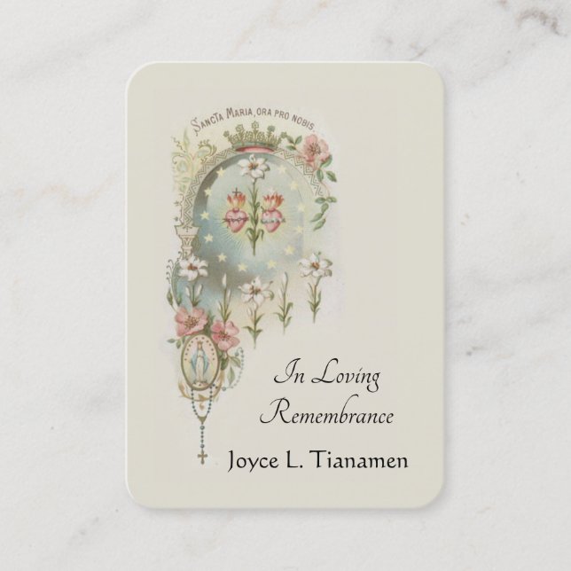 Virgin Mary Catholic Funeral Memorial Holy Card - (Front)